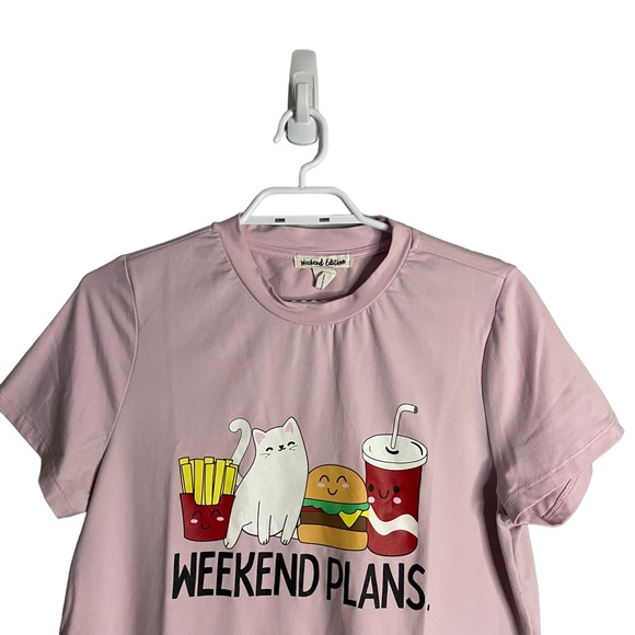 Weekend Edition Women's Soft Pink Cozy Short Sleeve Pajama T-Shirt - Picture 3 of 6